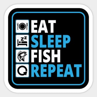 eat sleep fish repeat Sticker